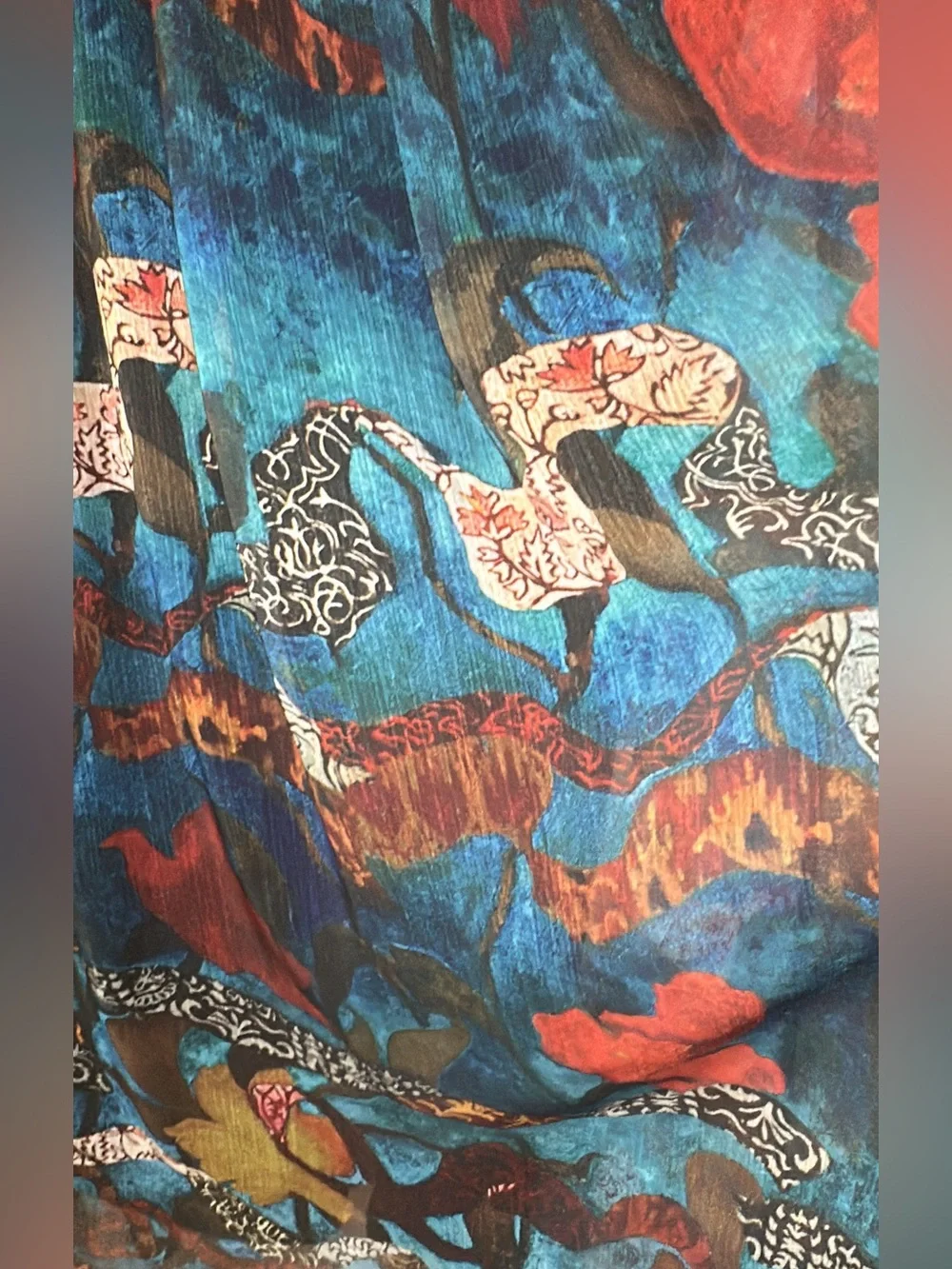 Alice + Olivia NWT Teal Blue Multi-Pattern Maxi Skirt (mix47)
